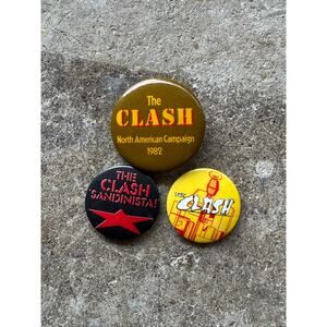 [Lot of 3] Vintage 1980s The Clash Punk Band Pins 1" Badge